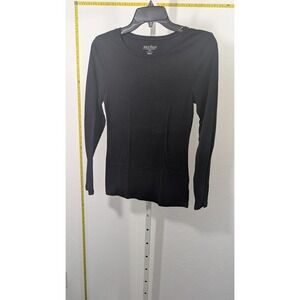 Perfect Womens Long Sleeve Crewneck T-Shirt Solid Black Small S/P/P Layering Tee